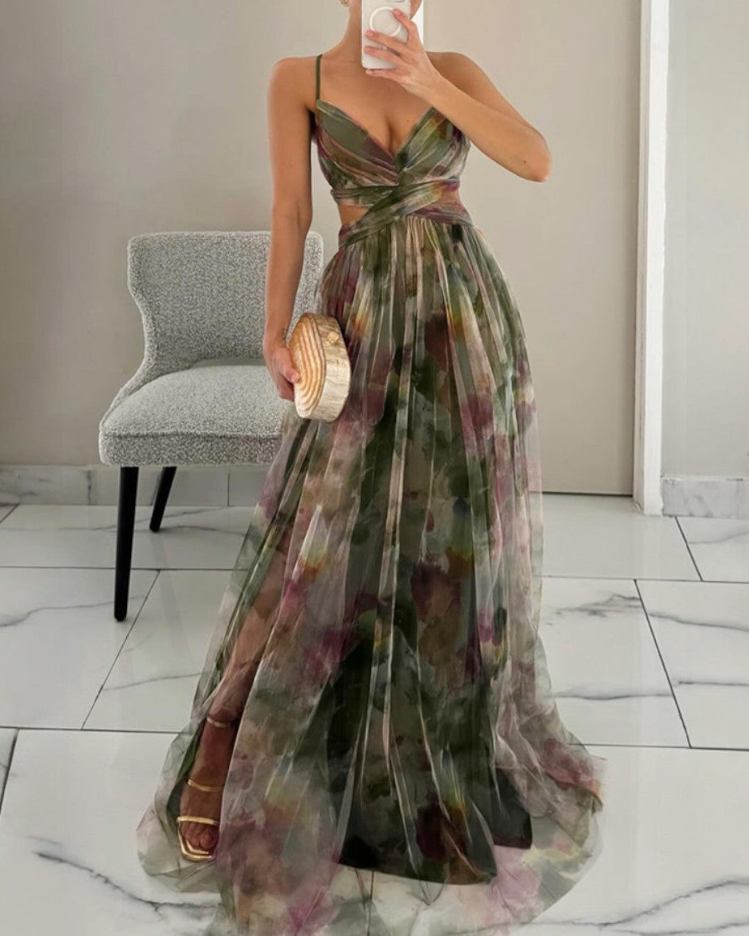 Bryony | Watercolour Chiffon Maxi Dress