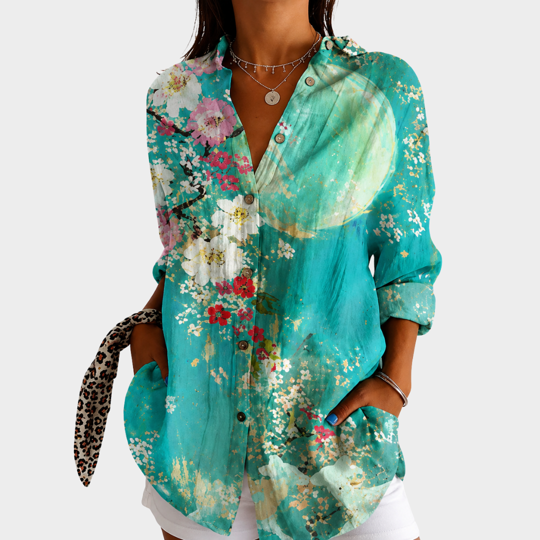 Arabella | Coastal Bloom Moonlight Blouse