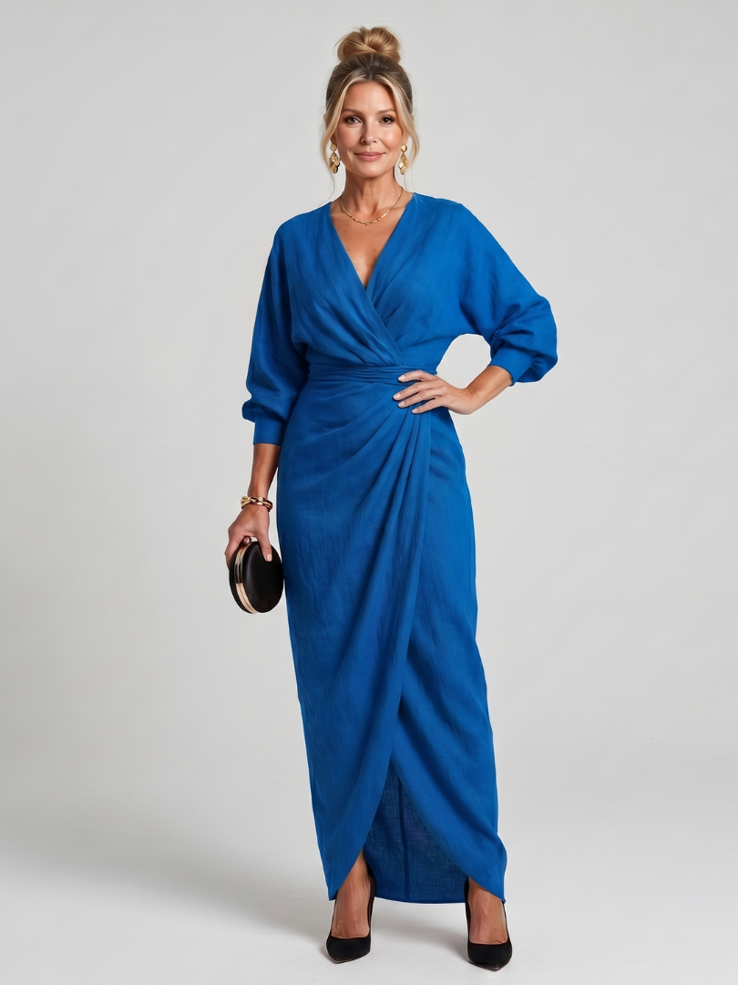 Cecilia | Draped Wrap Midi Dress