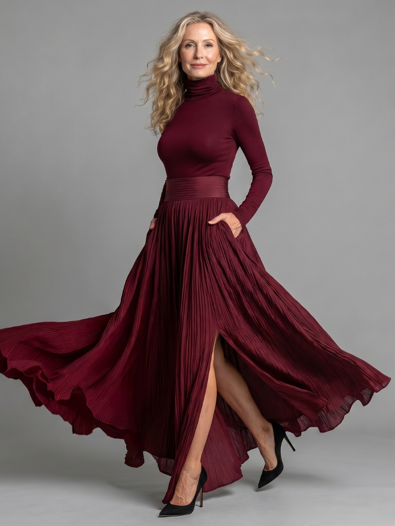 Diane | Long Sleeve Turtleneck Midi Dress