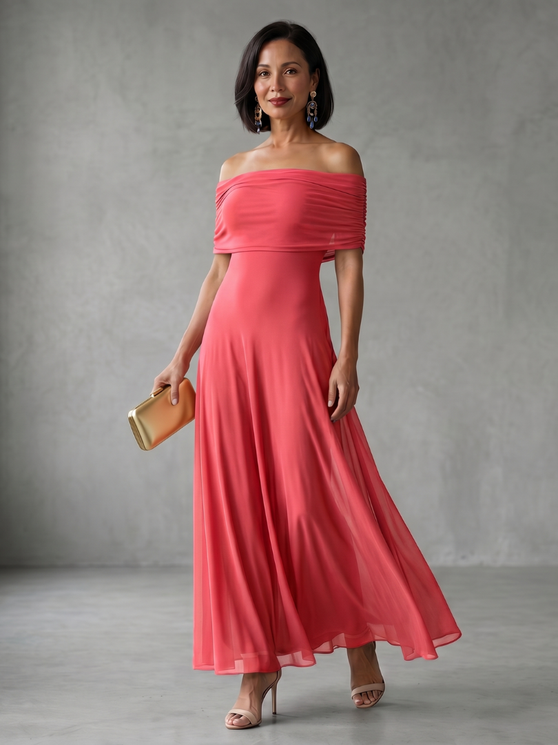 Junia | Off Shoulder Draped Midi Dress