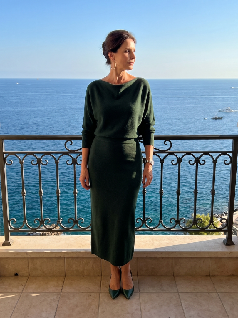 Bettany | Draped Cowl Neck Midi Dress