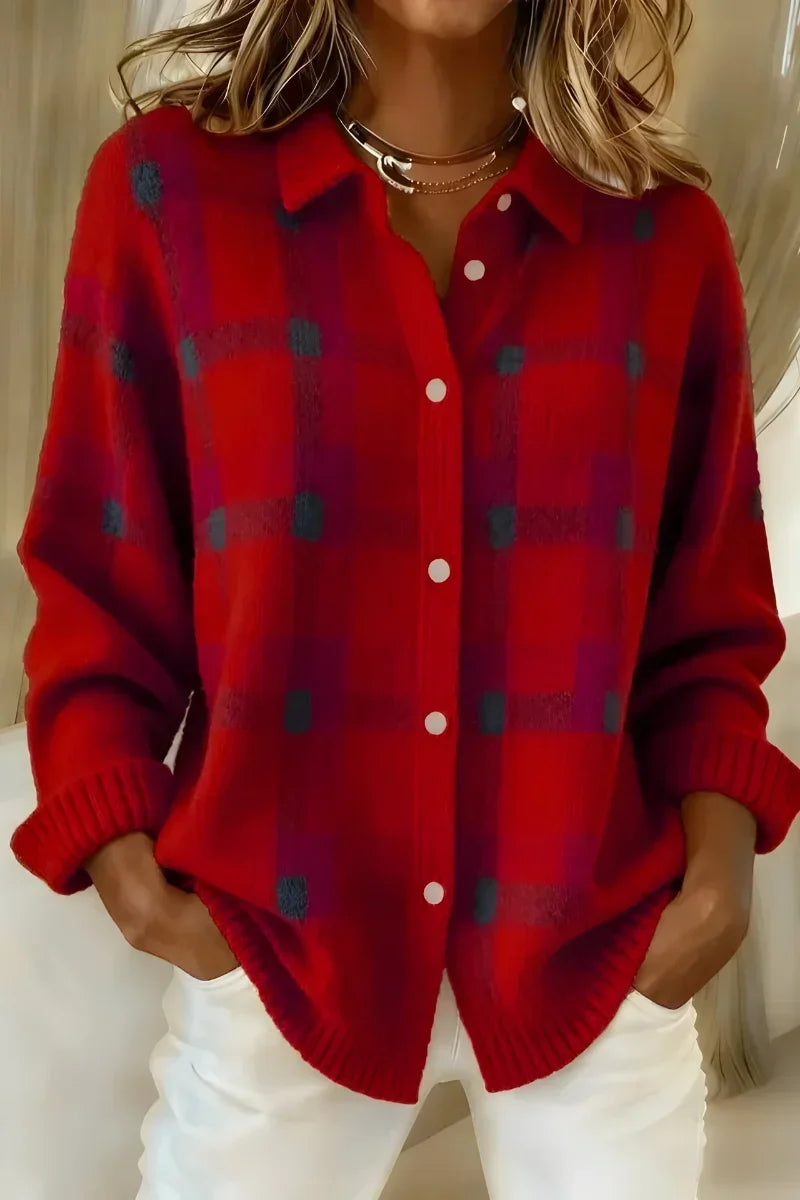Blythe | Cosy Checked Button Cardigan