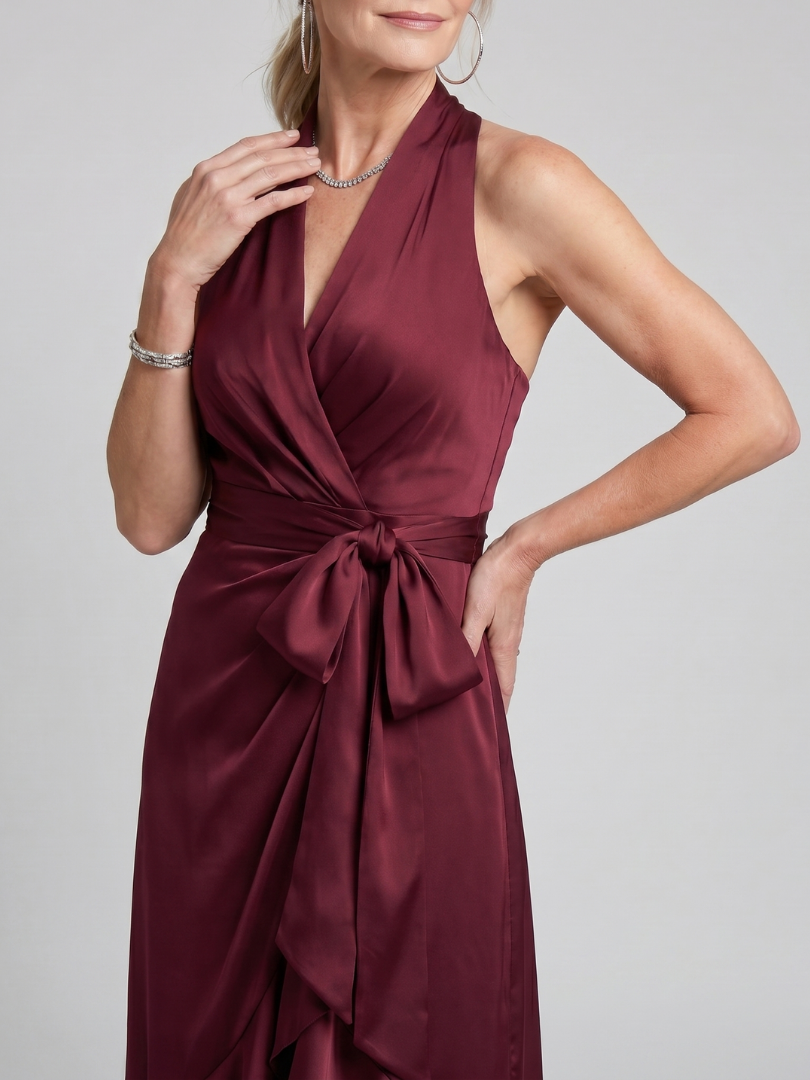 Pippa | Halter Neck Wrap Midi Dress