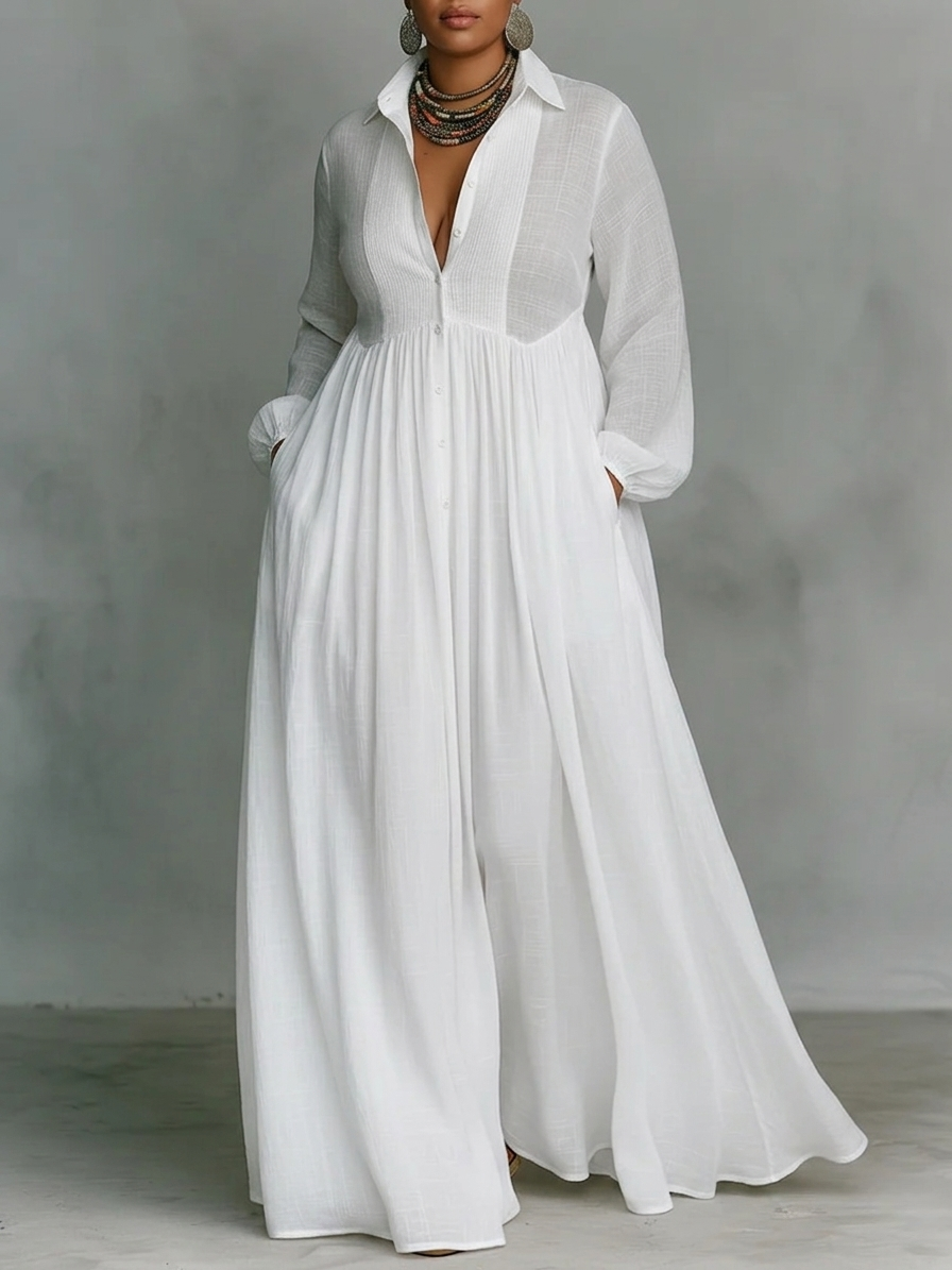 Gloria | Linen Patchwork Maxi Dress