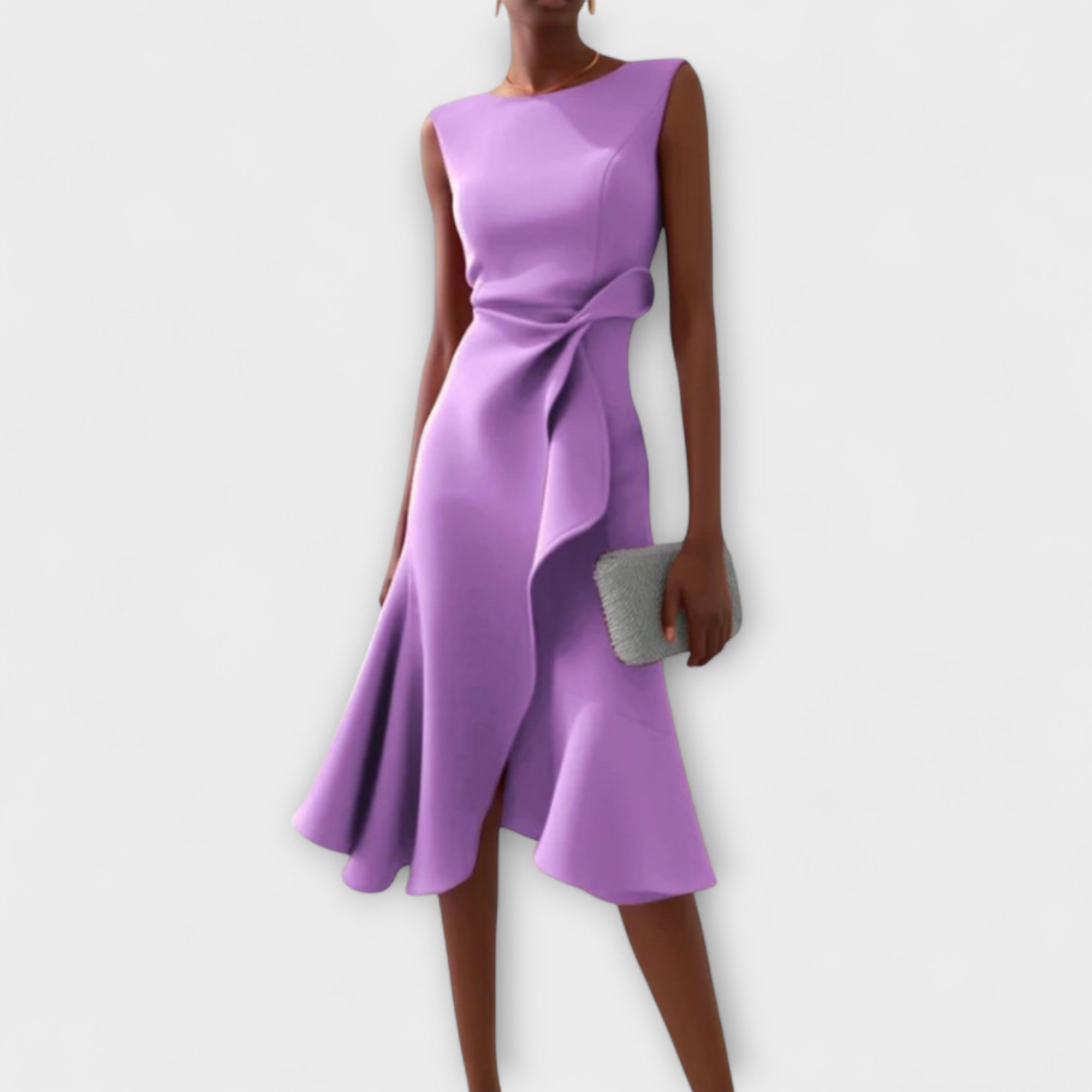 Rosalind | Draped Asymmetric Midi Dress