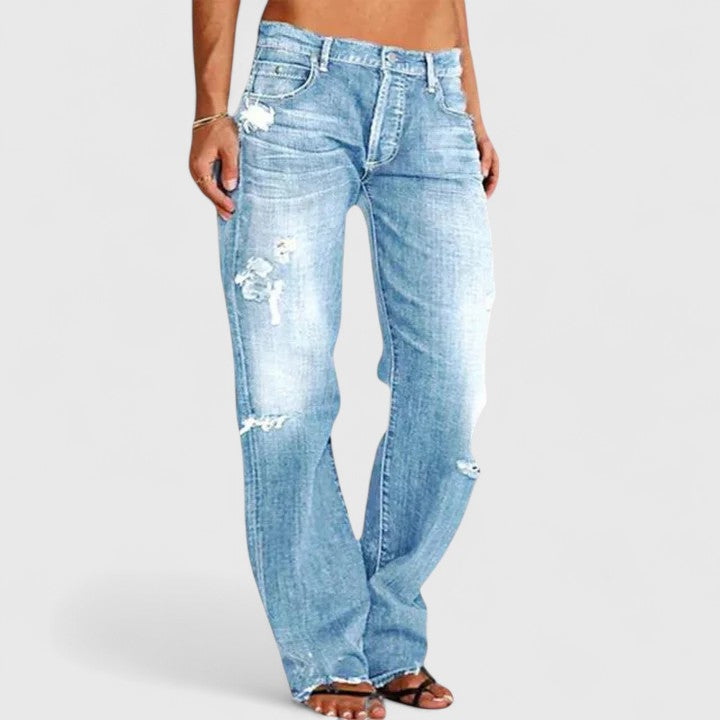 Sylvia | Stylish Rugged Wide-Leg Jeans