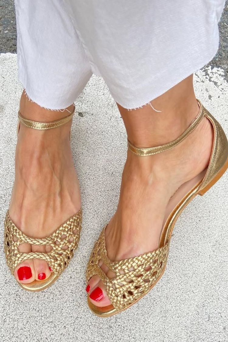 Isadora — Woven Gold Sandals