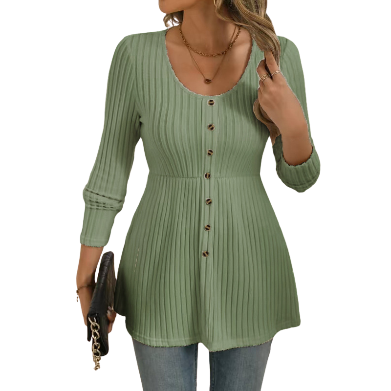 DOLLY™ – Polished Round Neck Long Sleeve Top