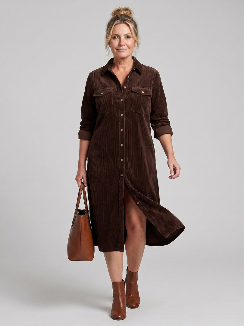 Darcy | Button Front Patch Pocket Midi Dress