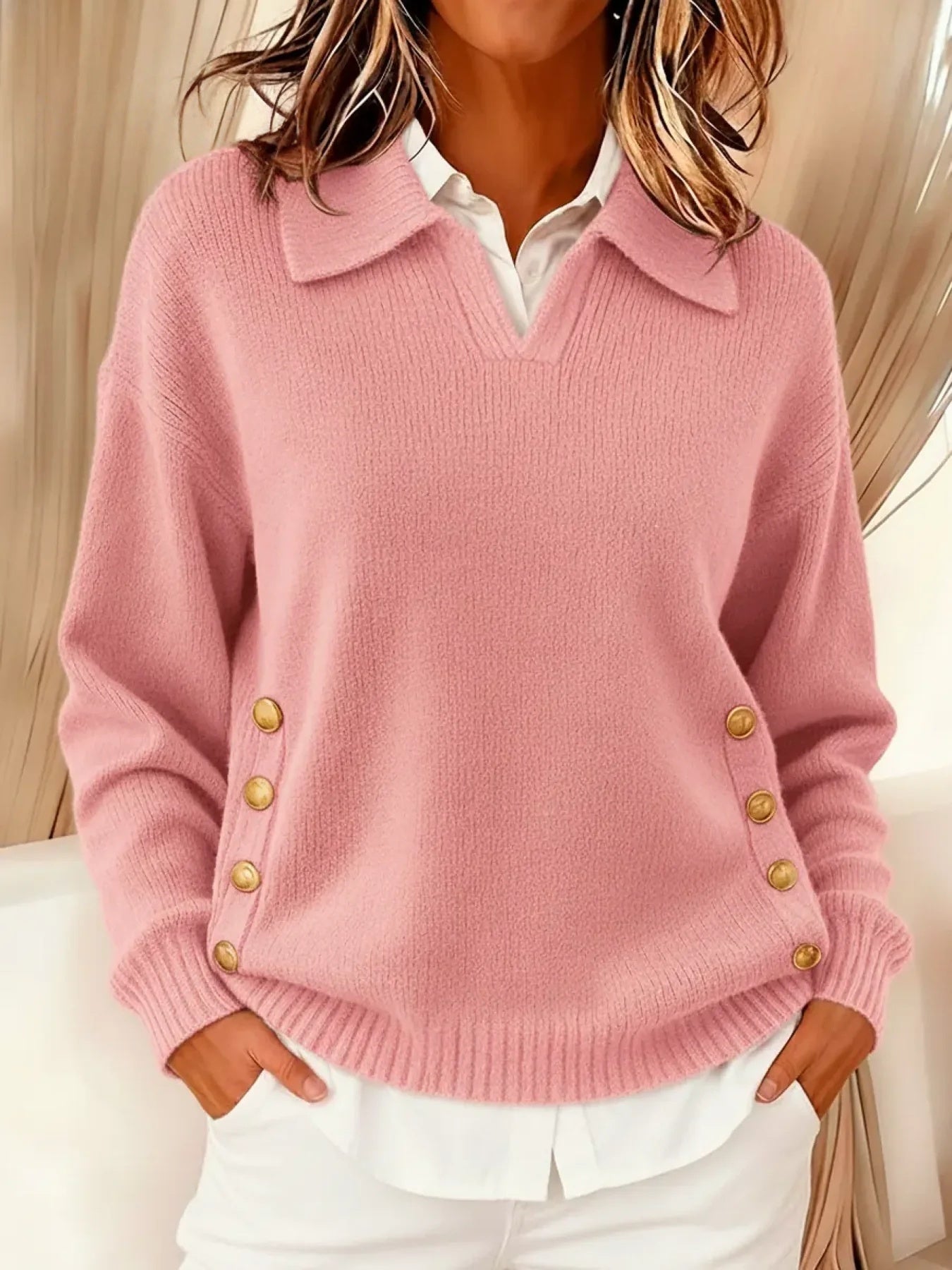 Vynette | V Neck Jumper with Collar
