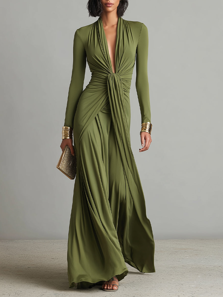 Valentina | V Neck Ruffle Maxi Dress