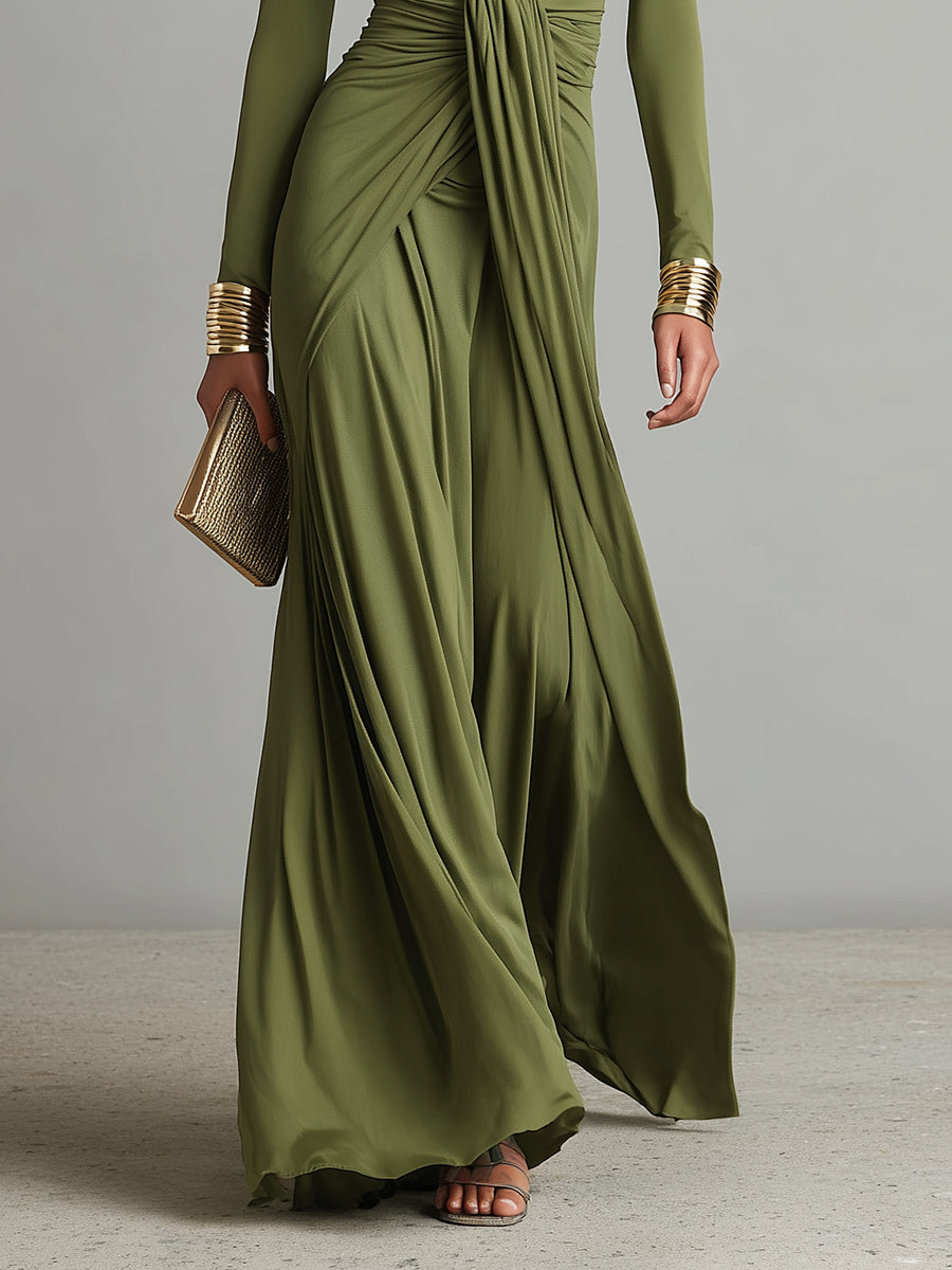 Valentina | V Neck Ruffle Maxi Dress