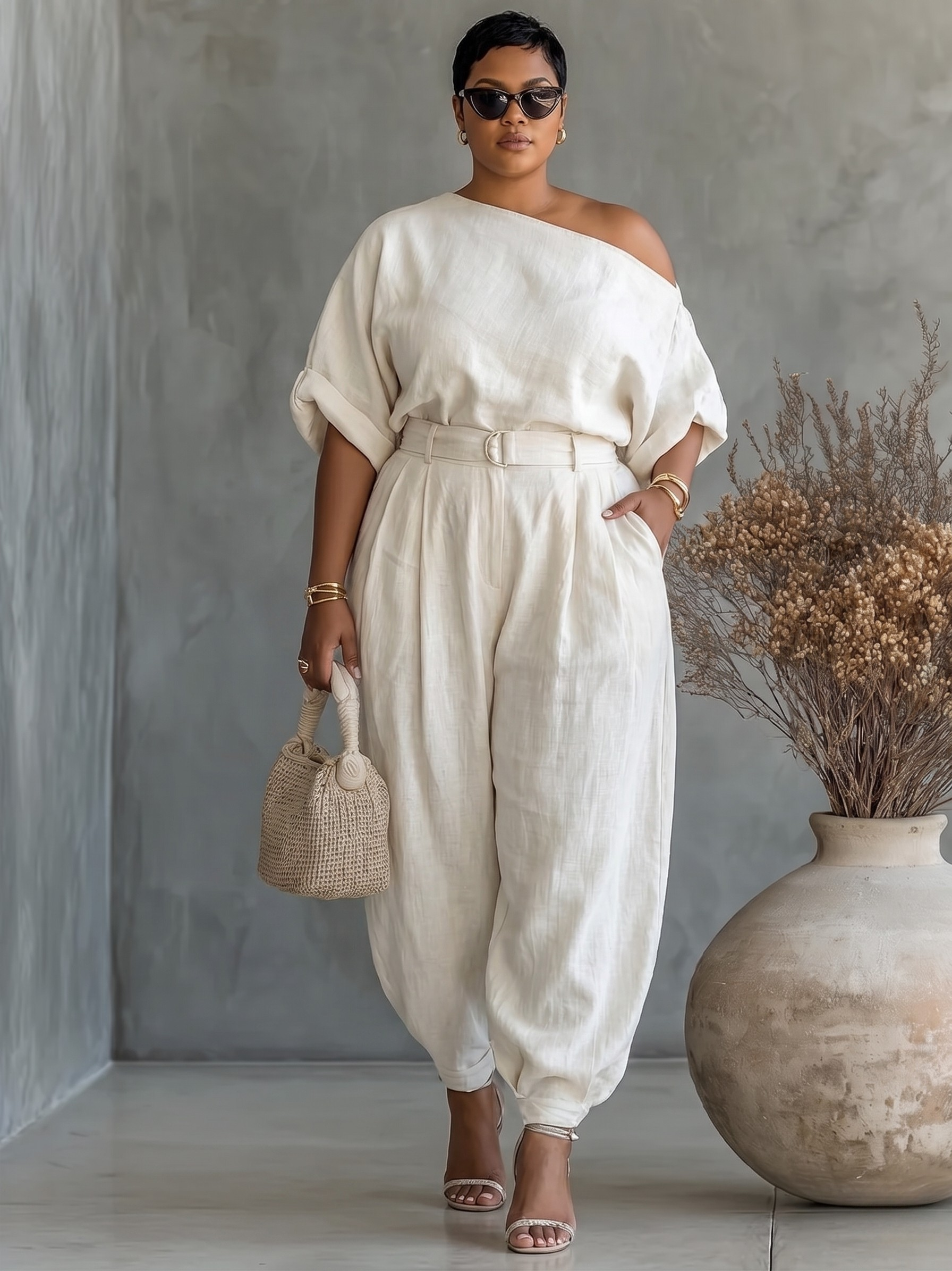 Eleanor | Elegant One Shoulder Two Piece Summer Set