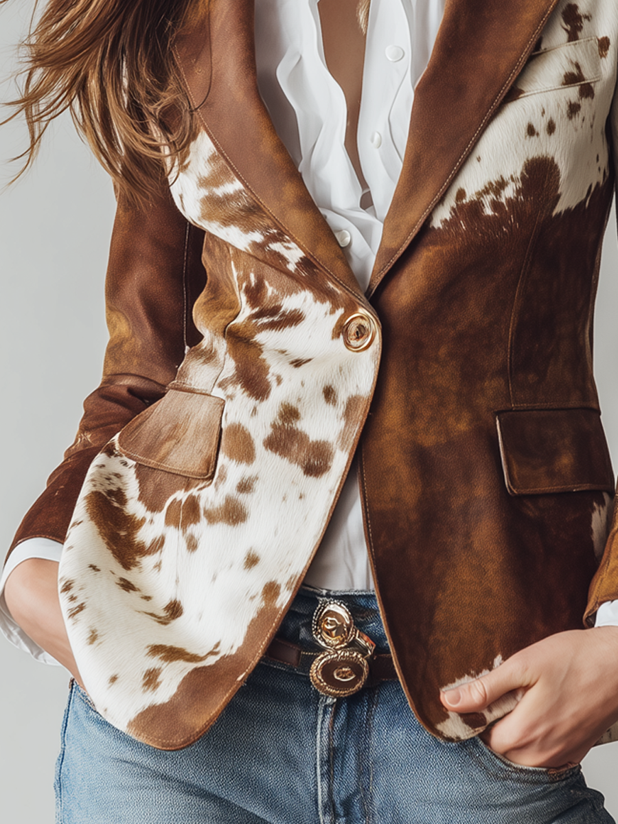 Clementine | Vintage Cow Print Blazer