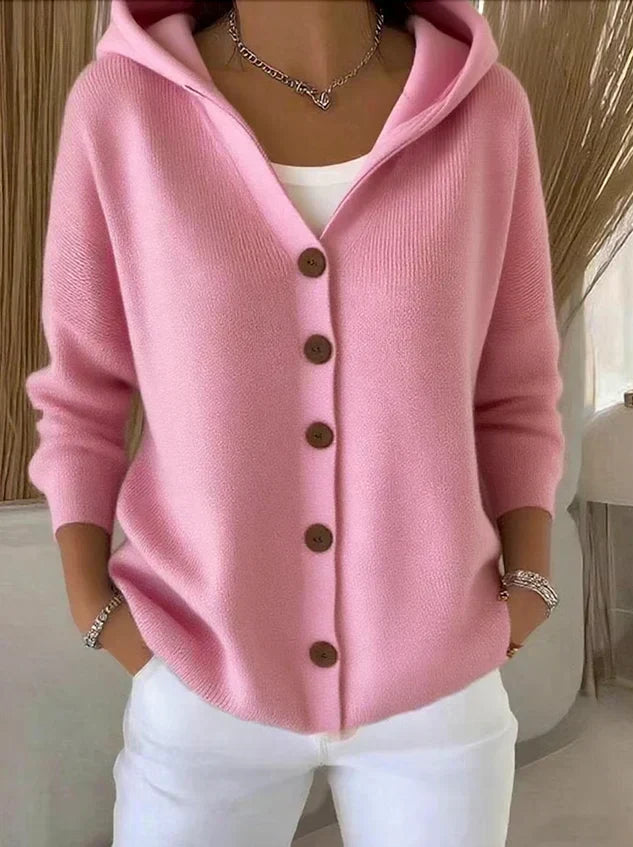 Darienne | Hooded Button Up Knit Cardigan