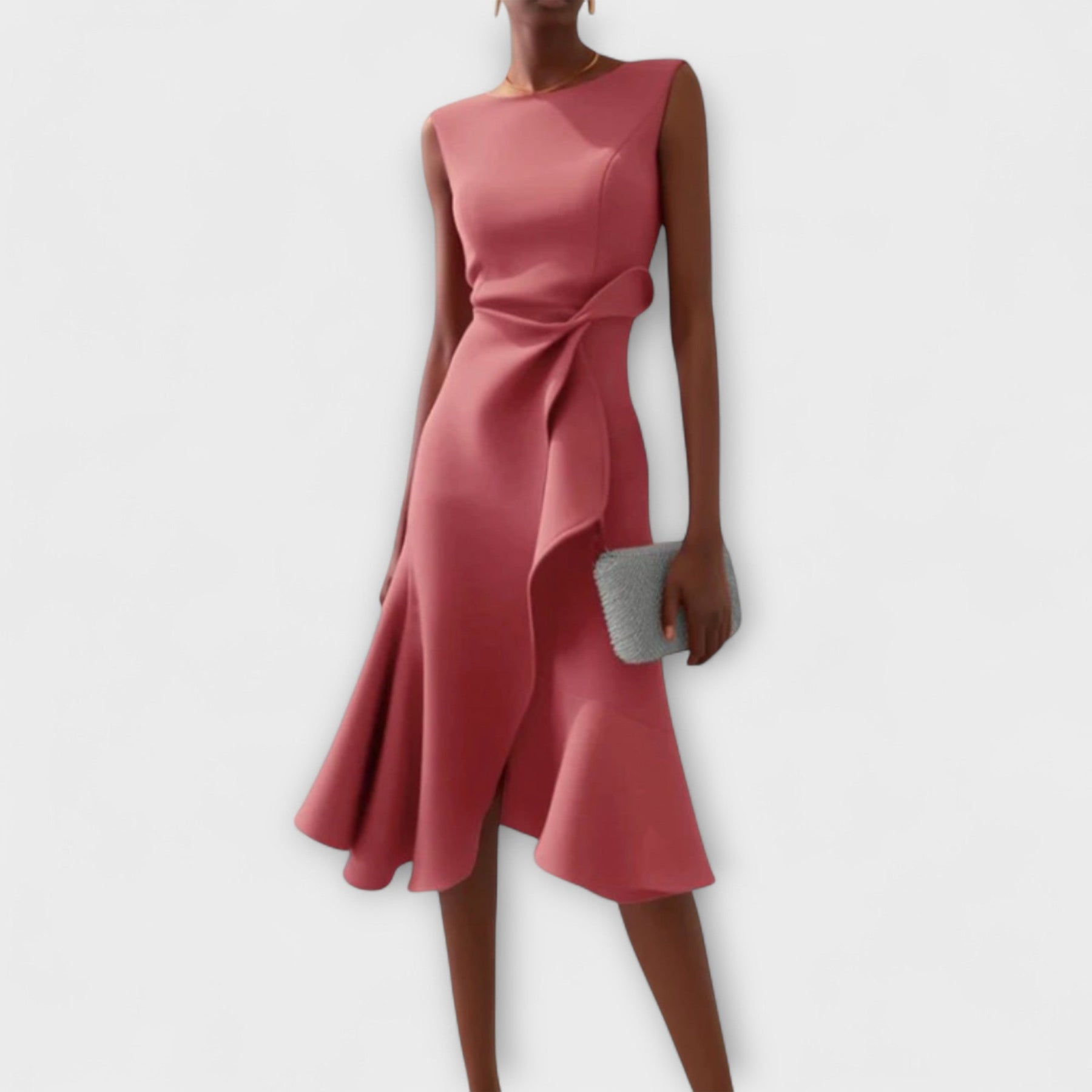 Rosalind | Draped Asymmetric Midi Dress