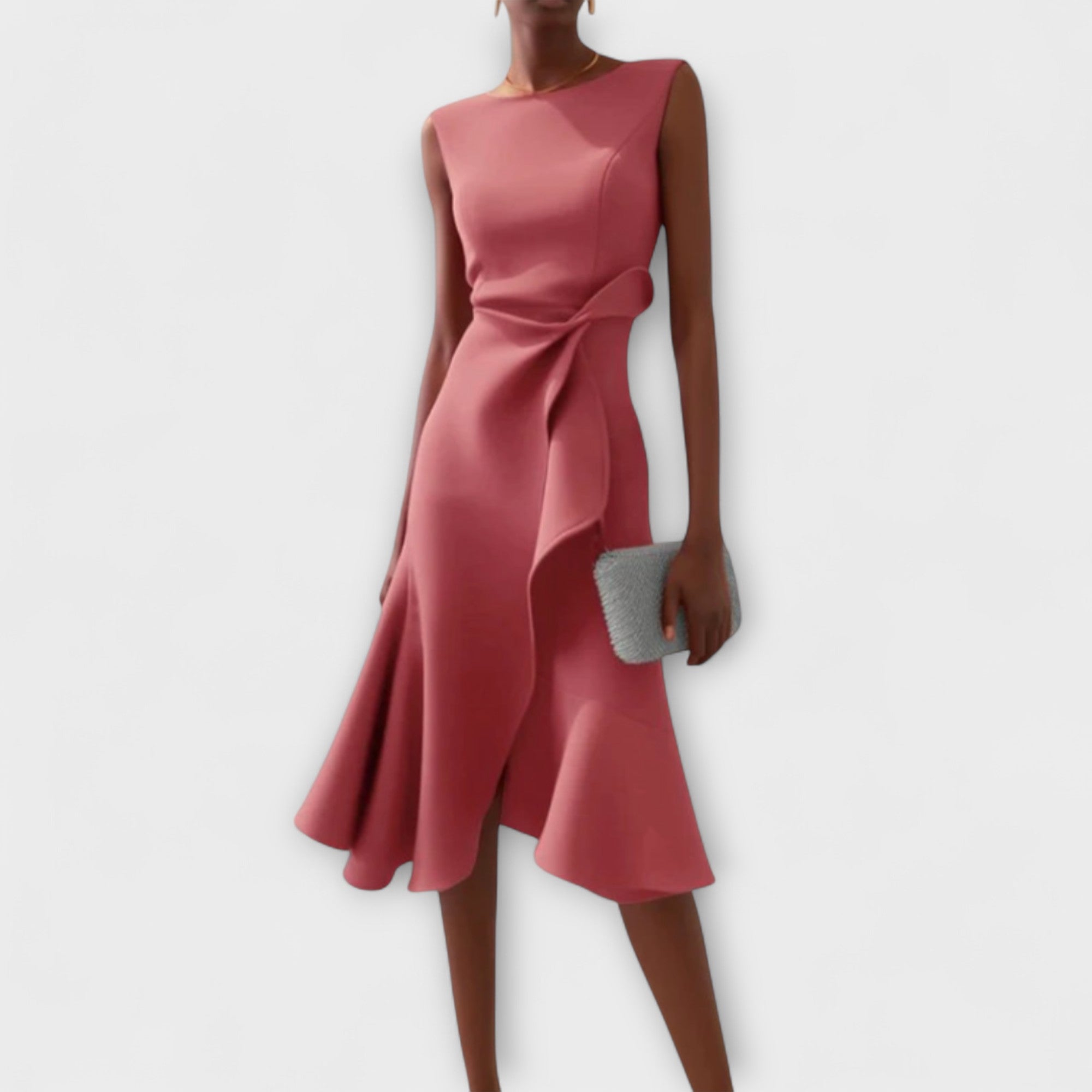 Rosalind | Draped Asymmetric Midi Dress
