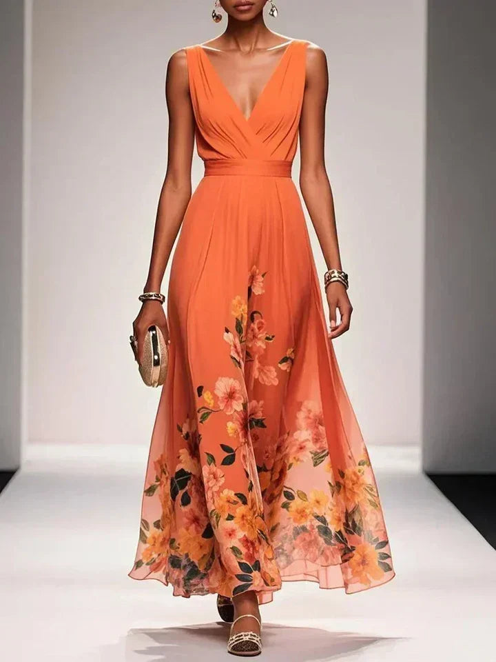 Cosette | Floral V Neck Maxi Dress