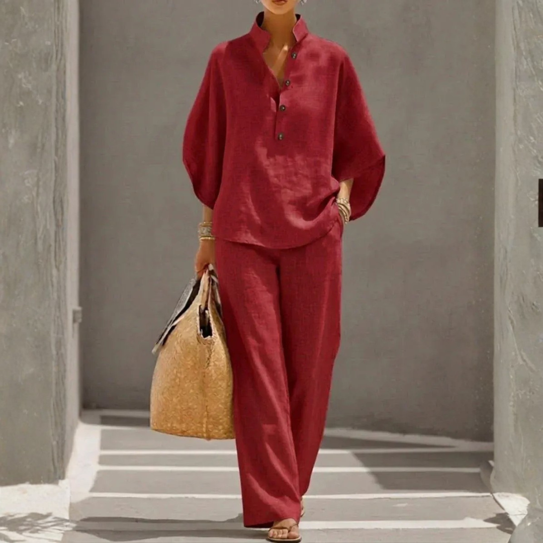 Maribel | Flared Casual Summer Linen Set