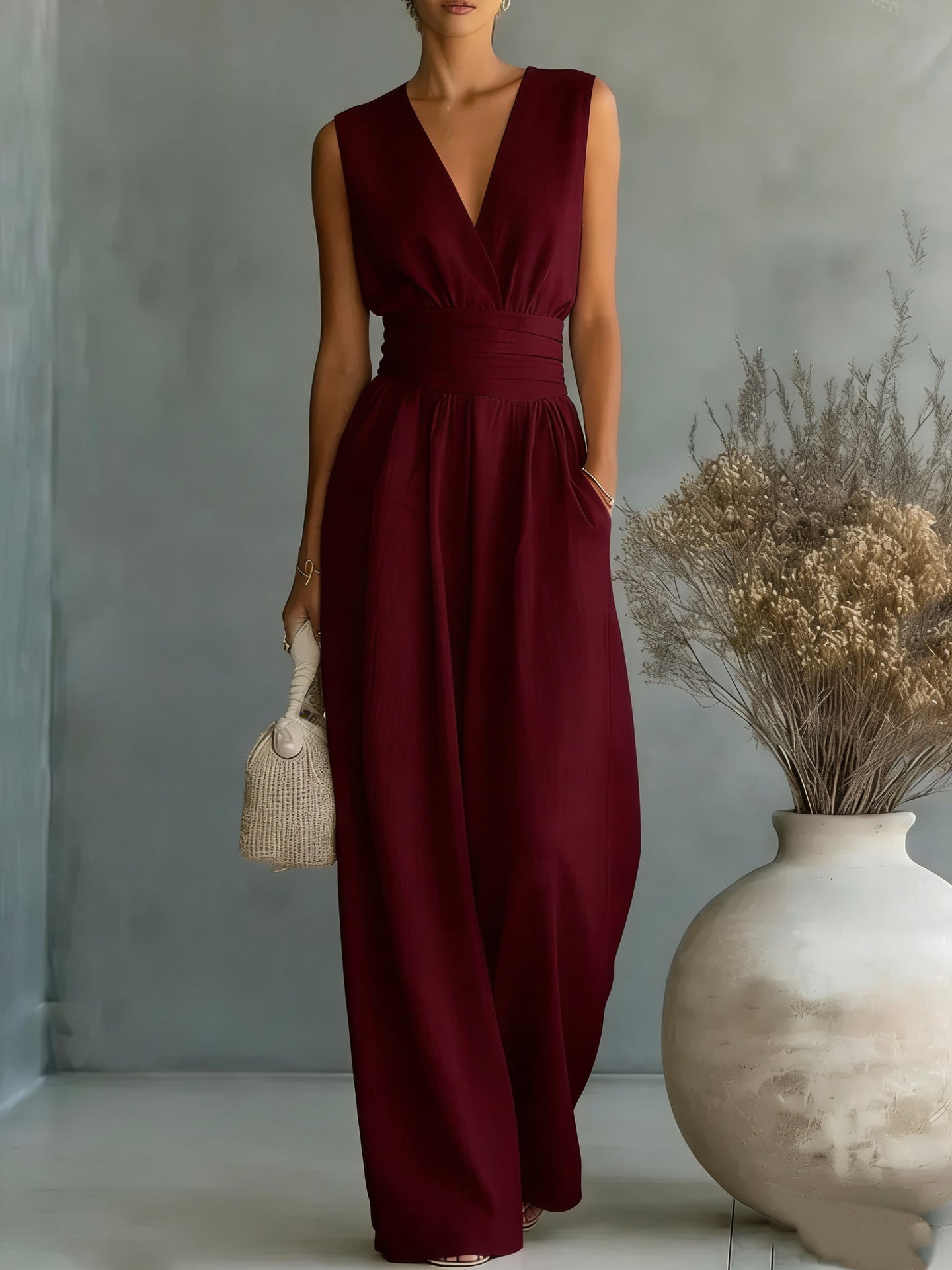 Adrienne | Elegant Wide Leg Jumpsuit