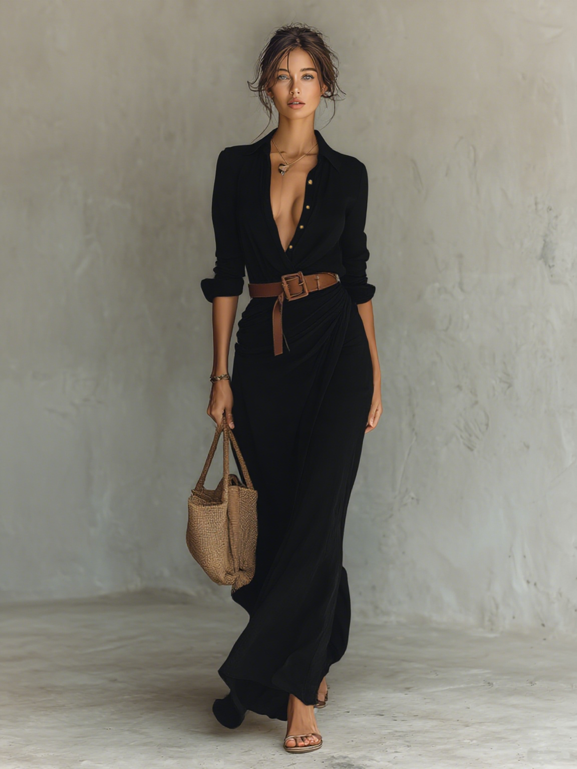 Briony | Maxi Dress with Notch Collar