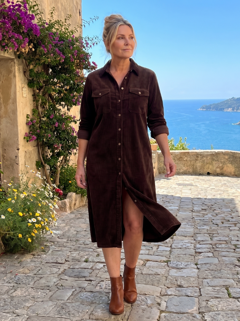 Darcy | Button Front Patch Pocket Midi Dress