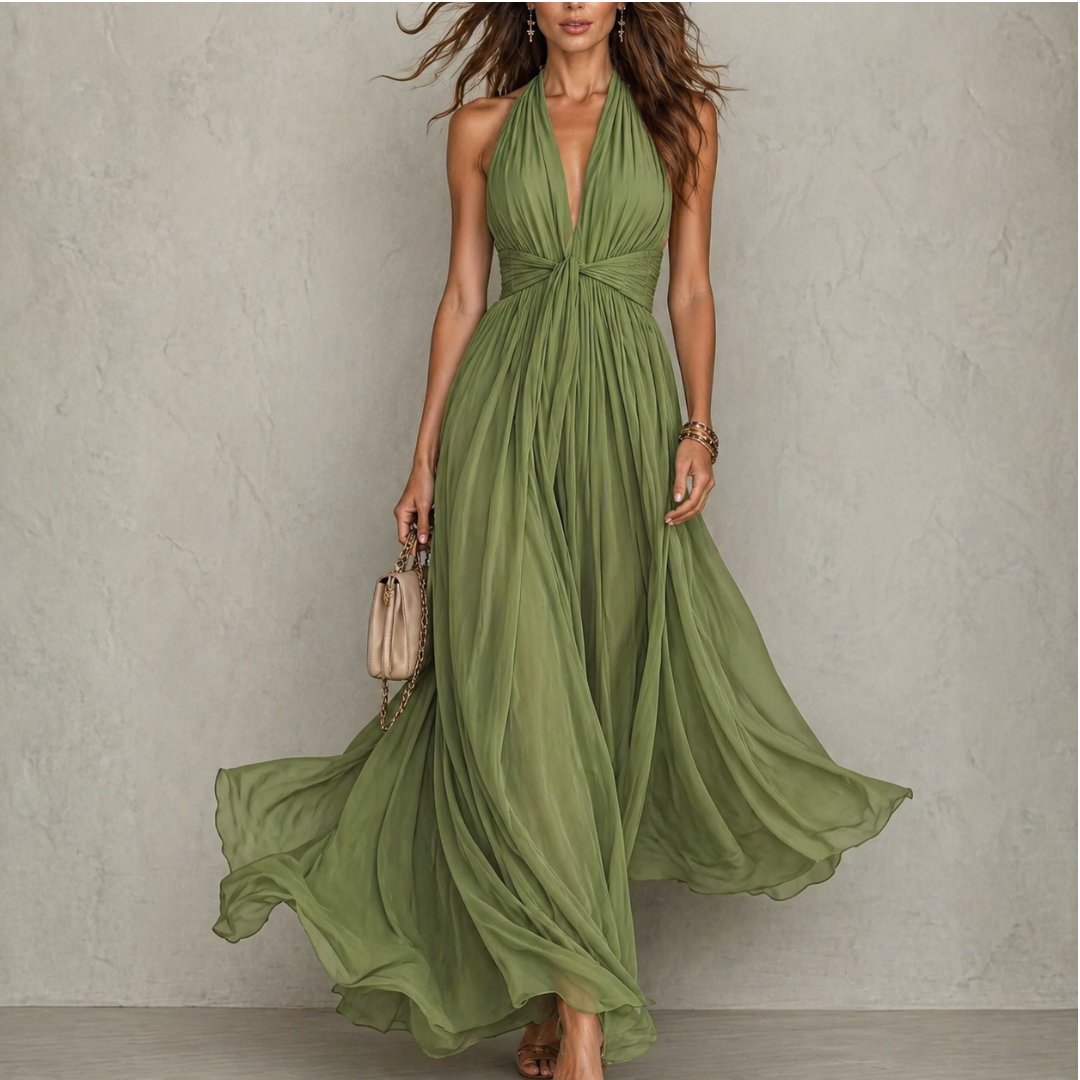 Clemency | Halter Chiffon Maxi Dress