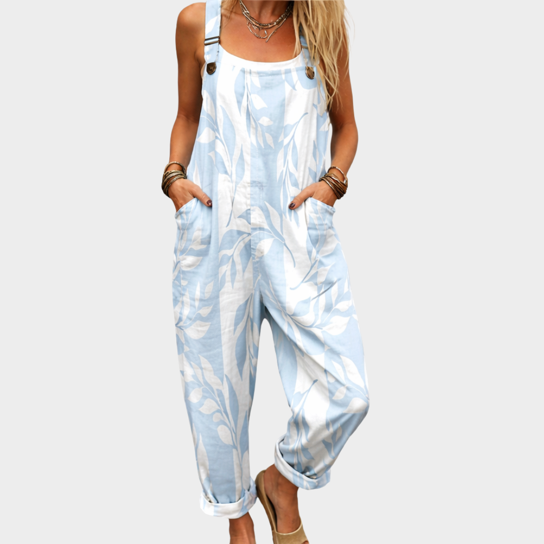 Josephine | Blue Floral Dungarees