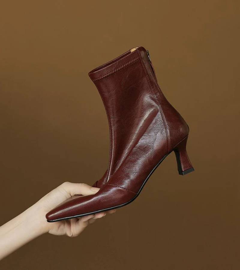 Charlotte-May | Leather Heeled Ankle Boots