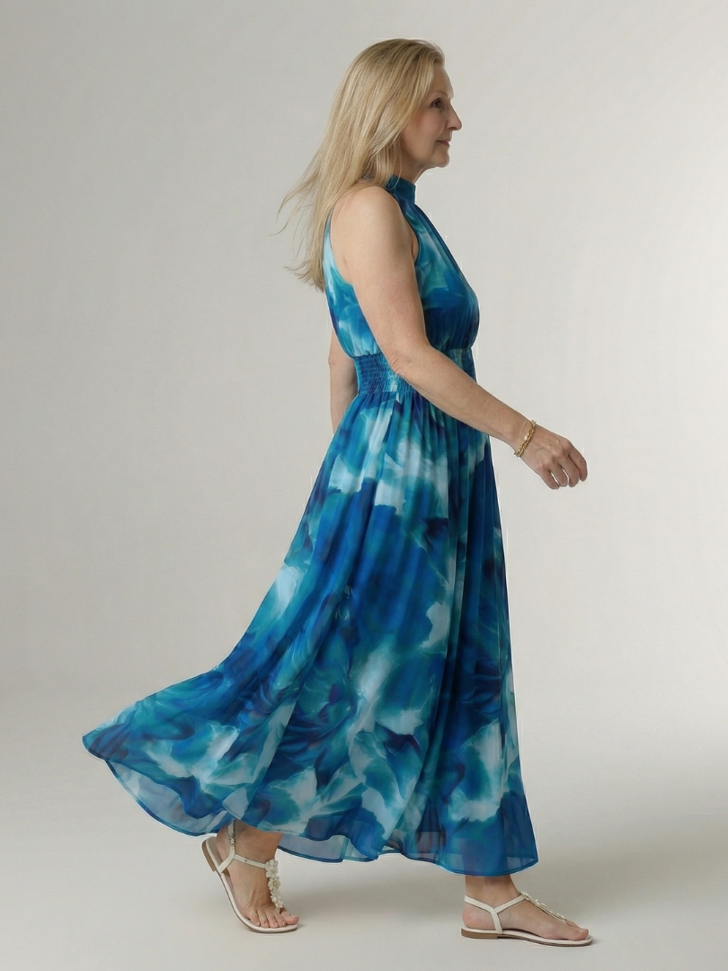 Faye | Gathered Halter Midi Dress