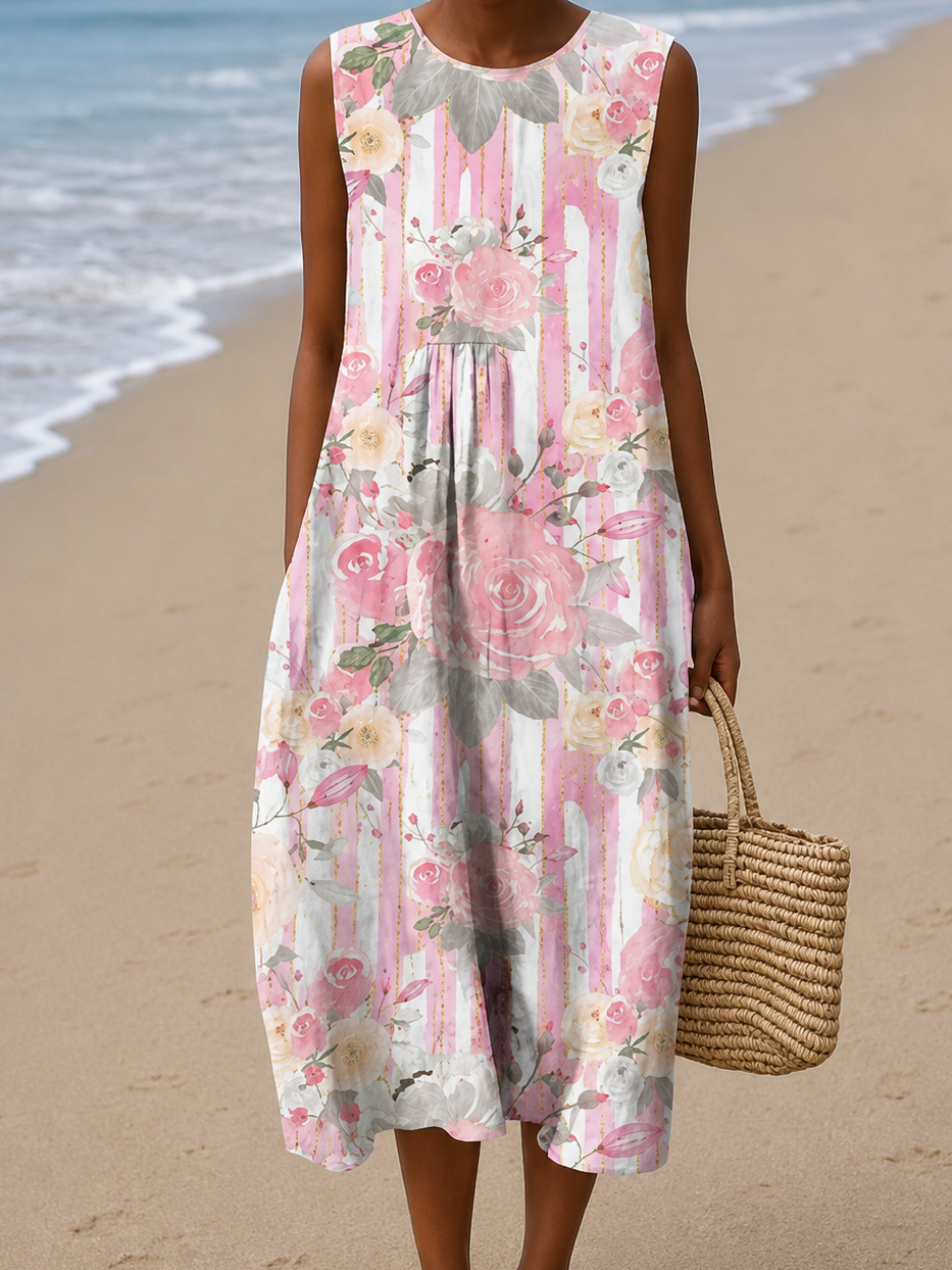 Lois | Breezy Sleeveless Floral Midi Dress