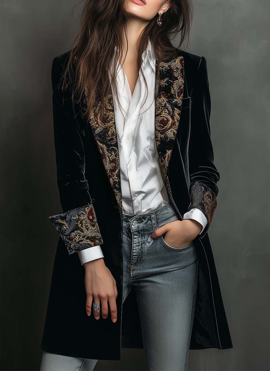 Josephine | Baroque Print Slim Fit Blazer
