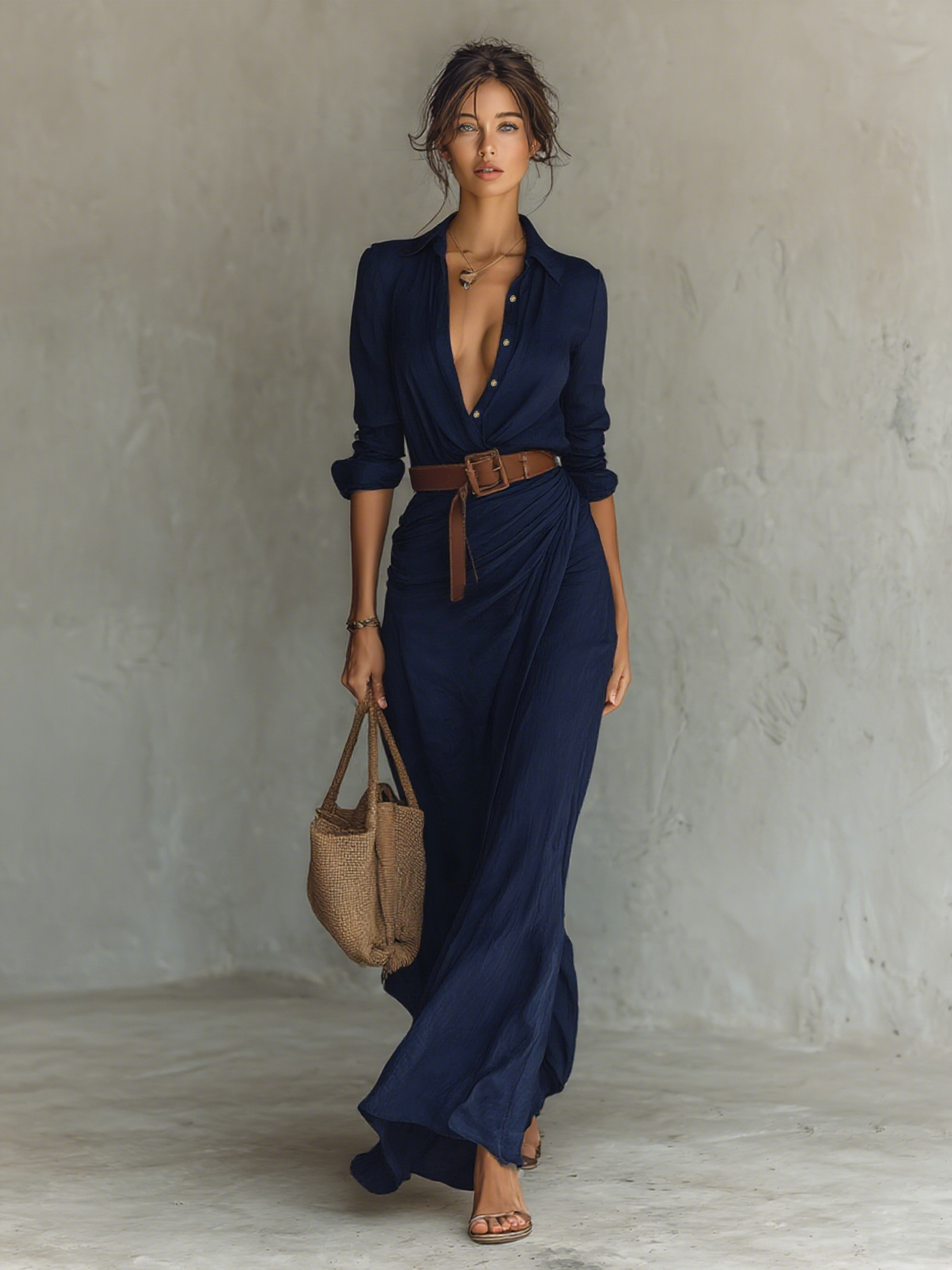 Briony | Maxi Dress with Notch Collar