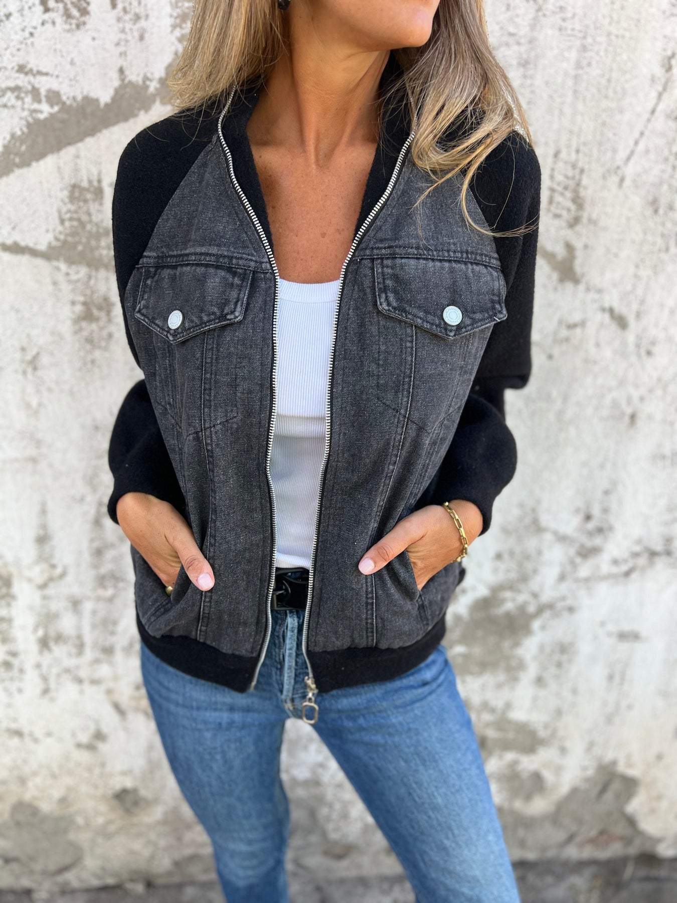 DELANEY | CASUAL JACKET WITH ZIP FASTENING AND V-NECK