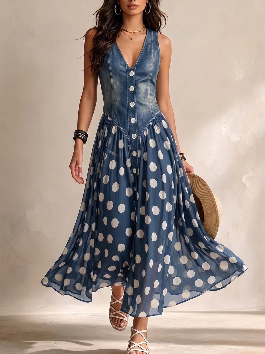 Adeline | Denim Maxi Dress