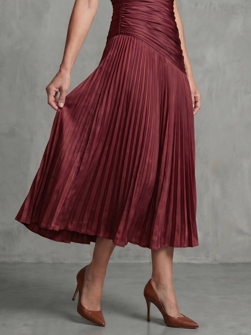 Theodosia | Pleated Waistline Stripe Midi Dress