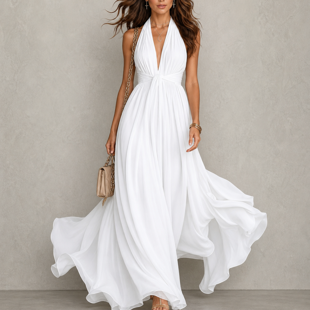 Clemency | Halter Chiffon Maxi Dress