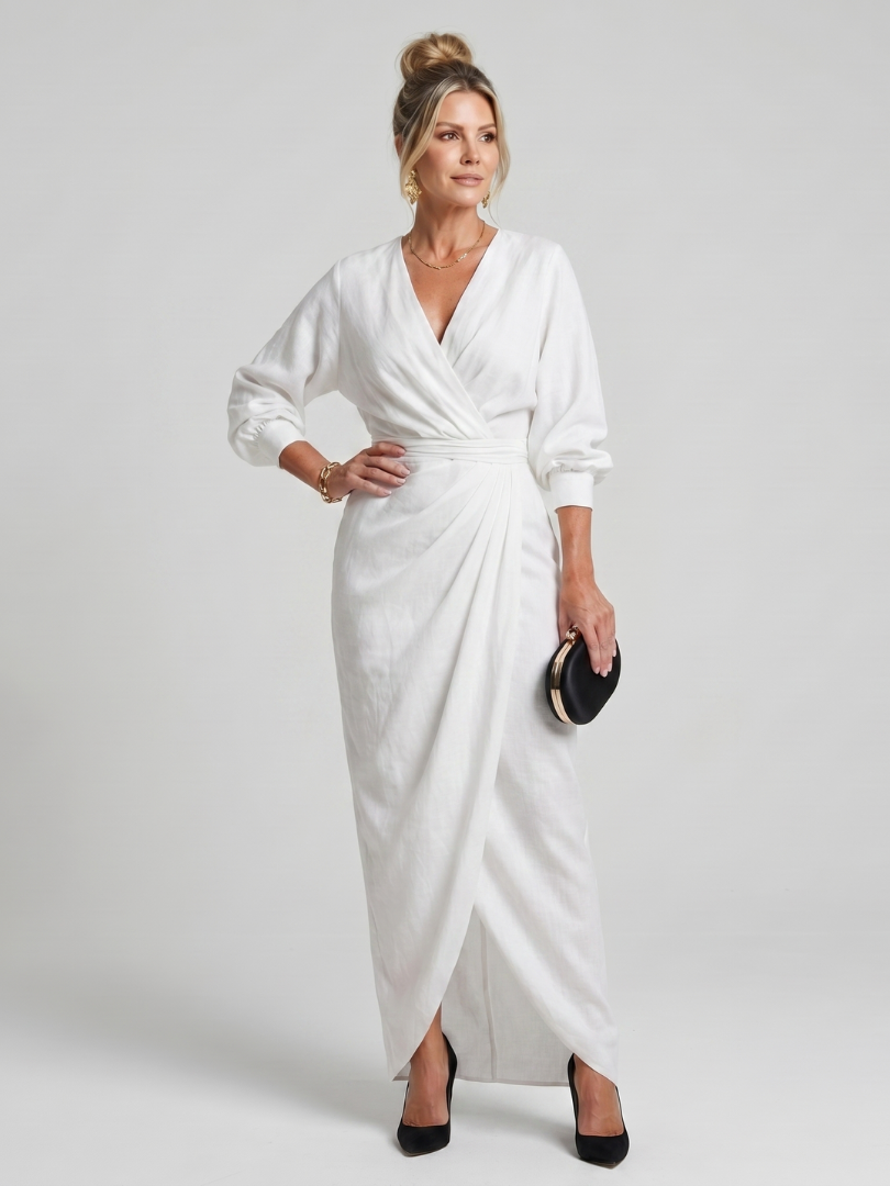 Cecilia | Draped Wrap Midi Dress