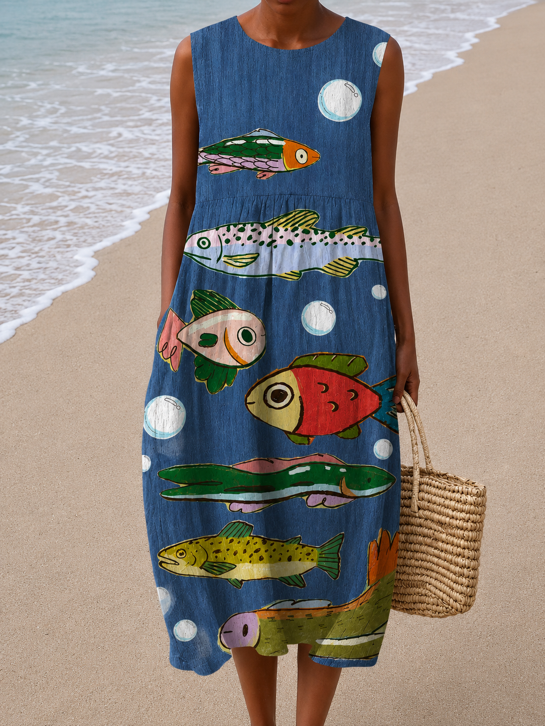 Nina | Sleeveless Relaxed Fit Midi Dress