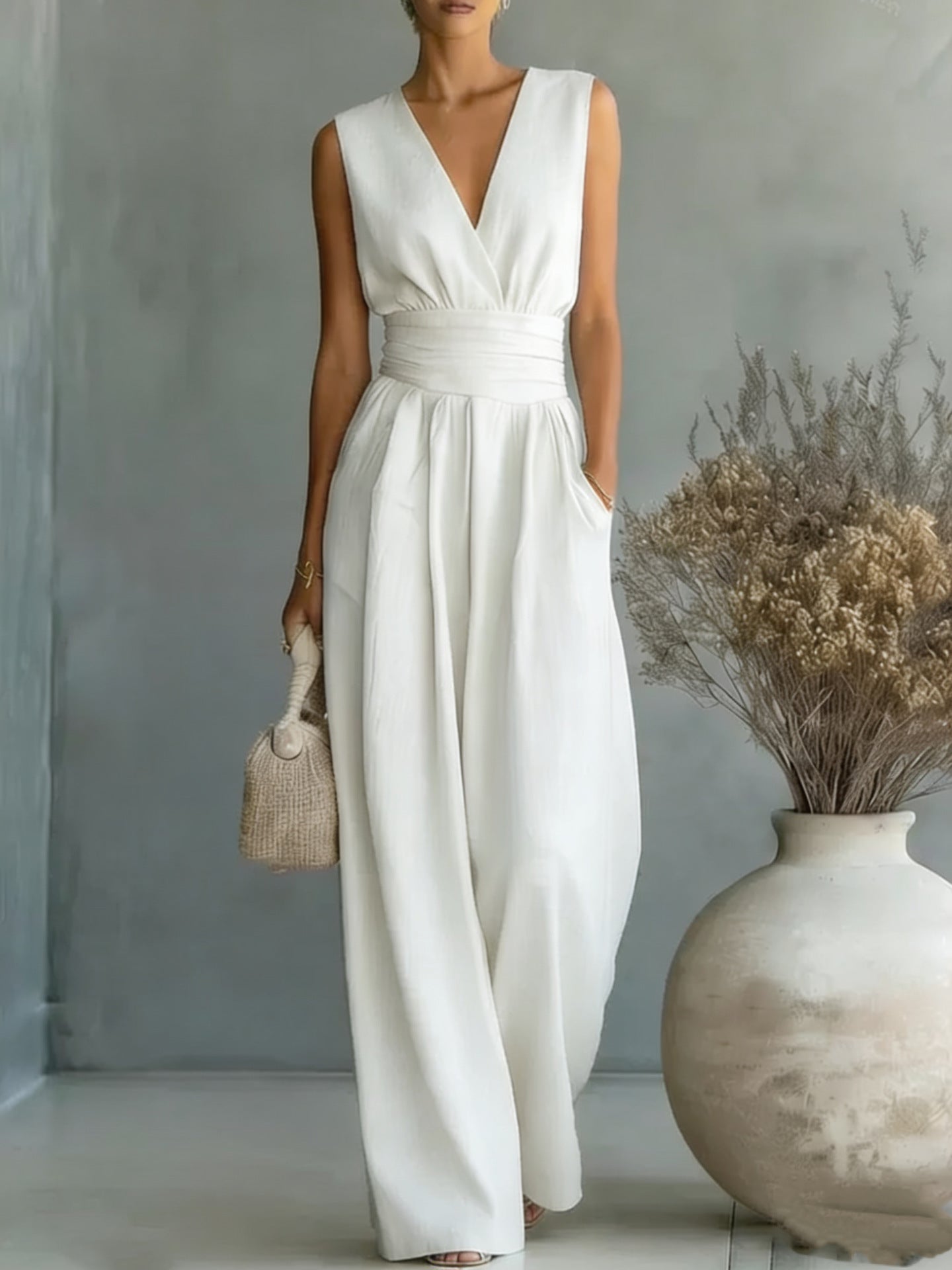 Adrienne | Elegant Wide Leg Jumpsuit