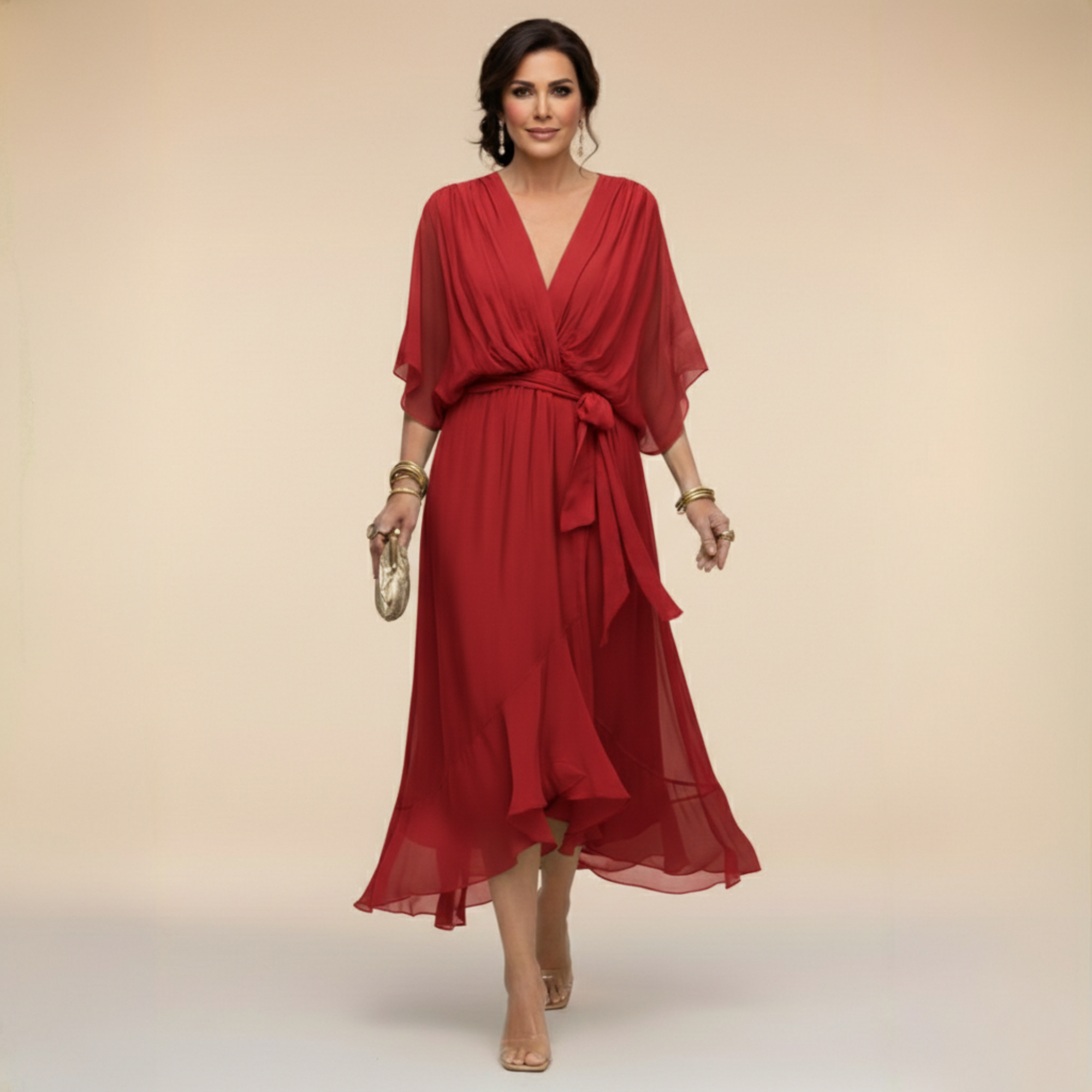 Verity | V Neck Midi Dress