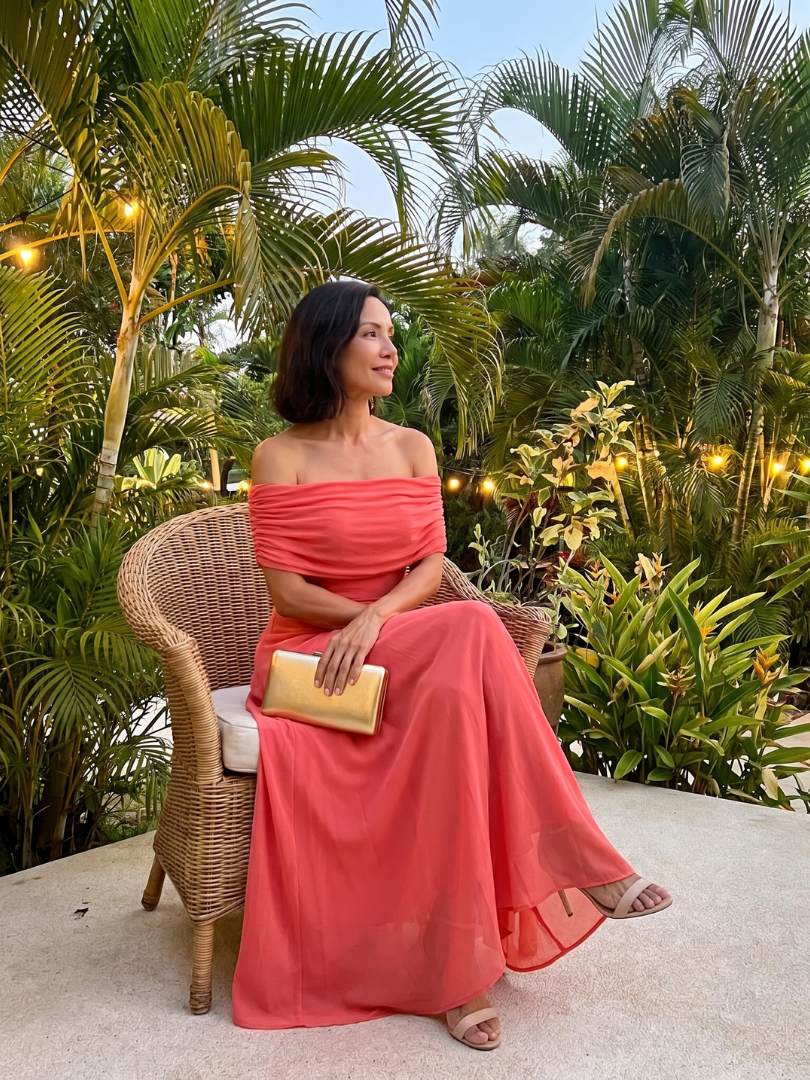Junia | Off Shoulder Draped Midi Dress