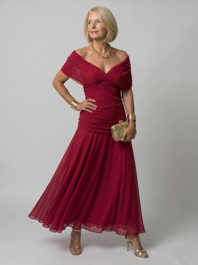 Audra | Off Shoulder Flowing Midi Dress