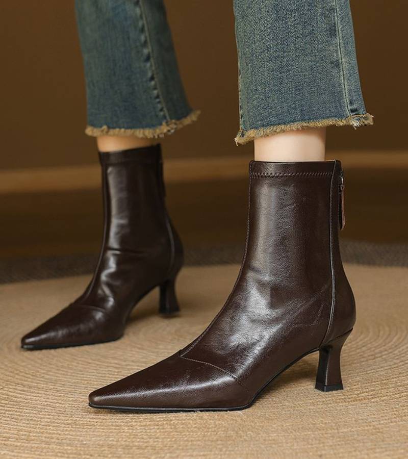 Charlotte-May | Leather Heeled Ankle Boots