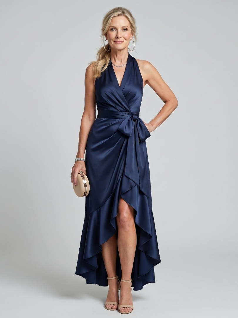 Pippa | Halter Neck Wrap Midi Dress