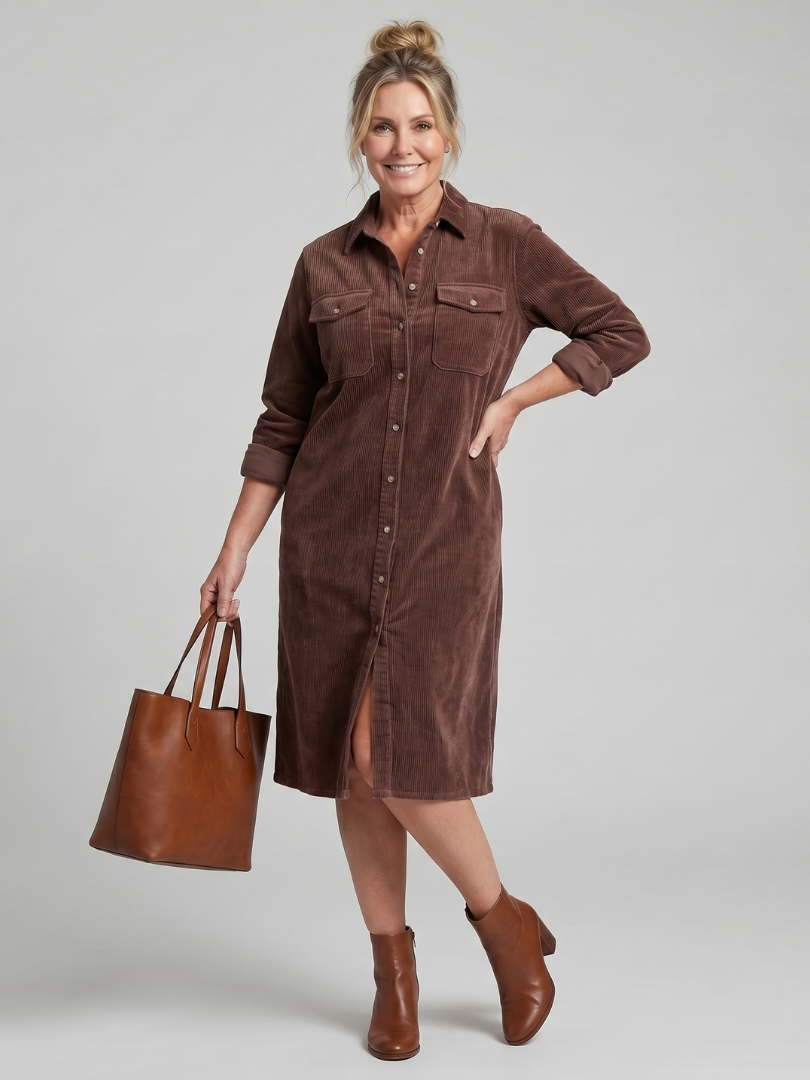 Darcy | Button Front Patch Pocket Midi Dress