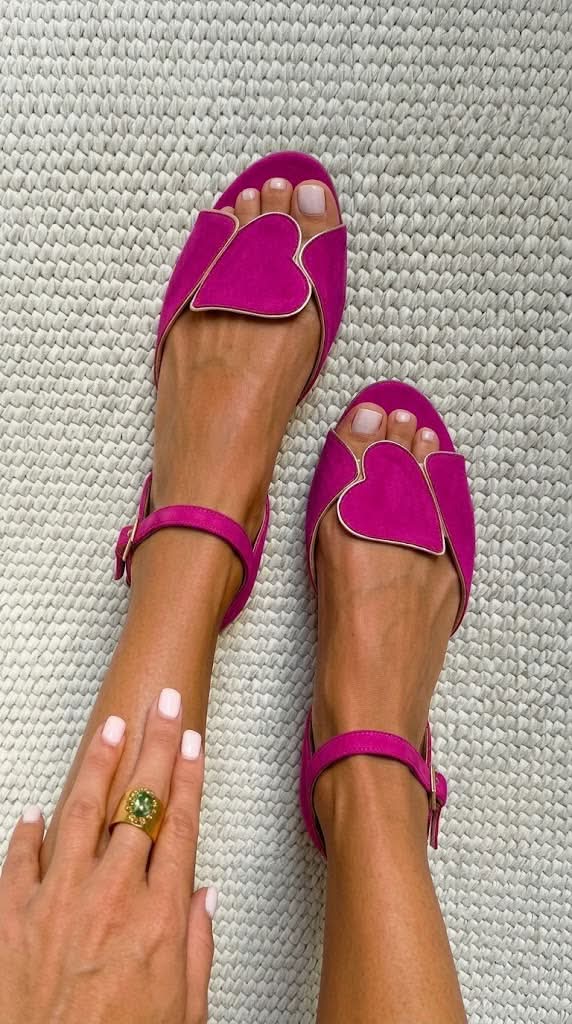 Isabella heart detail ankle-strap sandals by Elaine Hart London