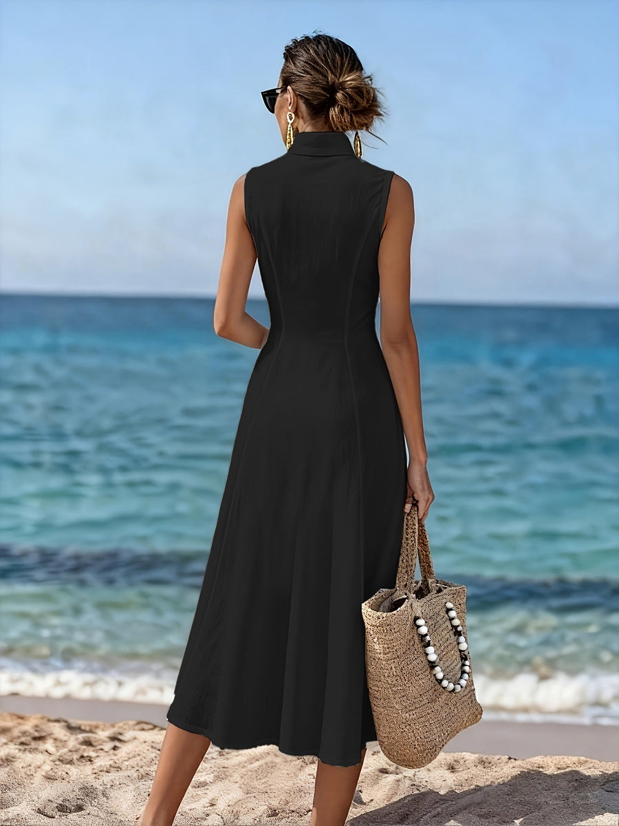 Valentina | Button Front Sleeveless Midi Dress