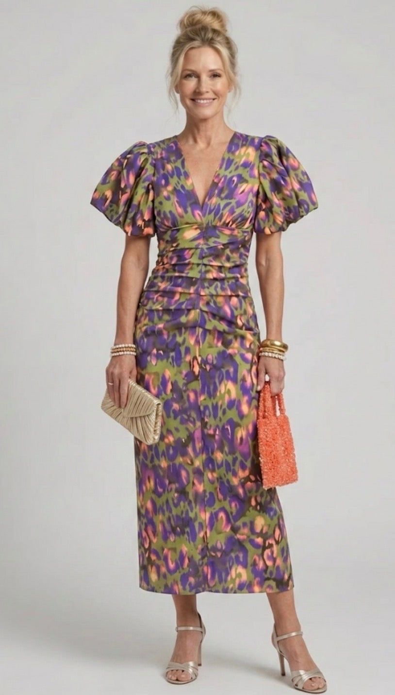 Iolanthe | Vivid Pleated Midi Dress